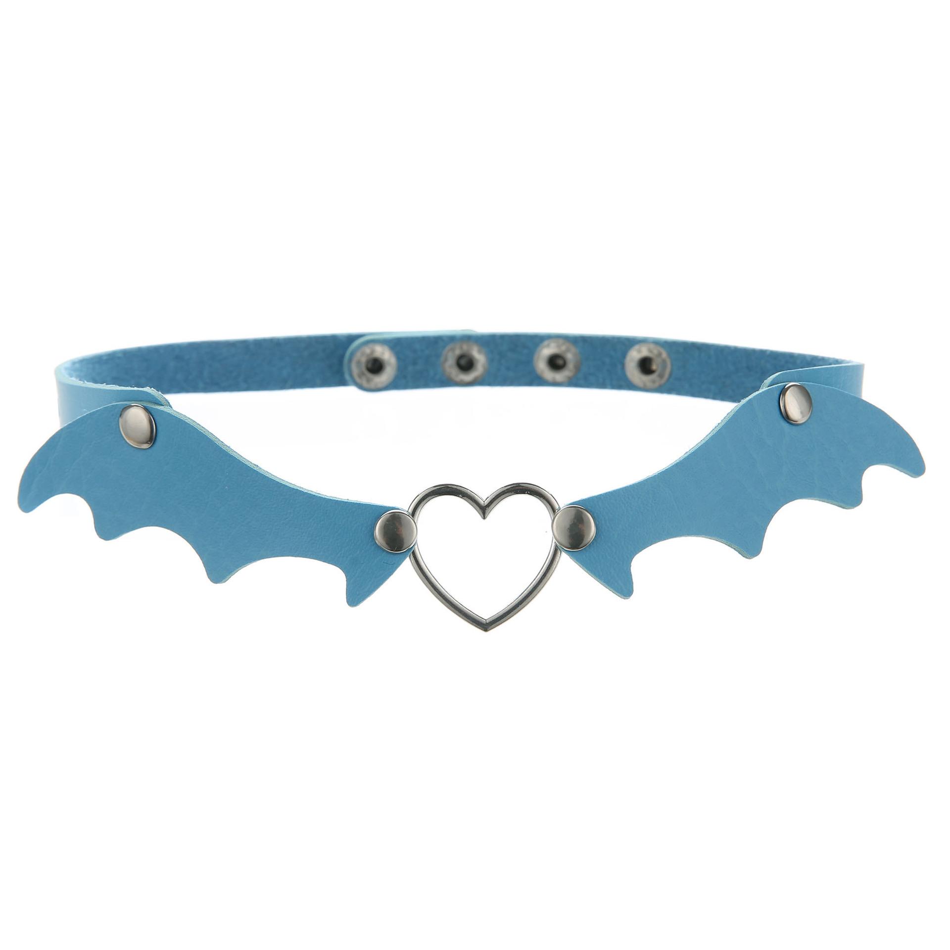 

DIEZI Goth Punk Gift PU Leather Bat Wings Choker Torques Necklace For Women Vintage Harajuku Gothic Heart Necklace Men Jewelry небо синє кольору