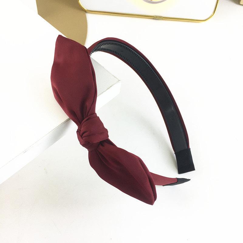 Ins Women's And Girls Side Satin Bow Knot Headband Non Slip Toothed Plastic Hoop Fashion Female Party Shopping Hair Accessory