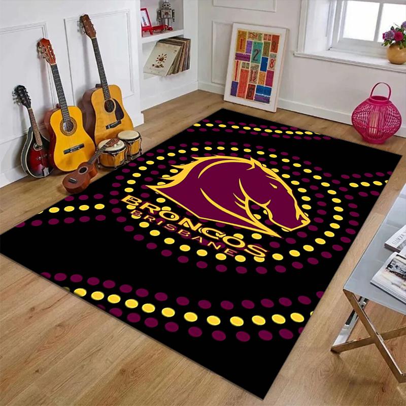 Brisbane Broncos Polyester Carpet, Soft Indoor Mat for Office Chair, Living Room, Computer Desk - Decorative Home Office Rug Design