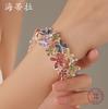 Color Painted Oil Flower Butterfly Elastic Bracelet Fashion Versatile Ladies Butterfly Flower Alloy Bracelet
