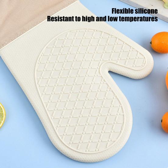 2Pcs Silicone Oven Mitts High Temperature Kitchen Gloves Non-Slip Silicone Lined Oven Gloves Machine Washable Kitchen Gloves for Baking Grilling