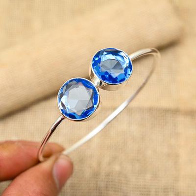 Bellissimo Tanzanite Gemma Fatto a Mano Gioiello Argento Sterling 925 Bracciale Rigido/ Bangle Per Donne