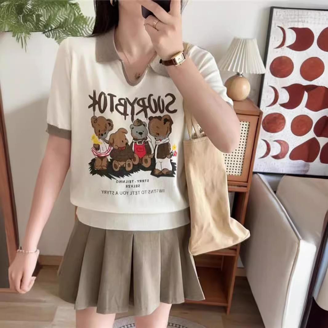 

Women s 2024 Slimming V-Neck Short Sleeve Polo T-Shirt Small слоновая кость/белый