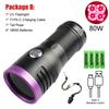 60W/80W/120W High Power UV Flashlight 3/4/6-CORE 365nm Type-C Rechargeable Black Mirror Purple Light Wood's UV Detection Lantern