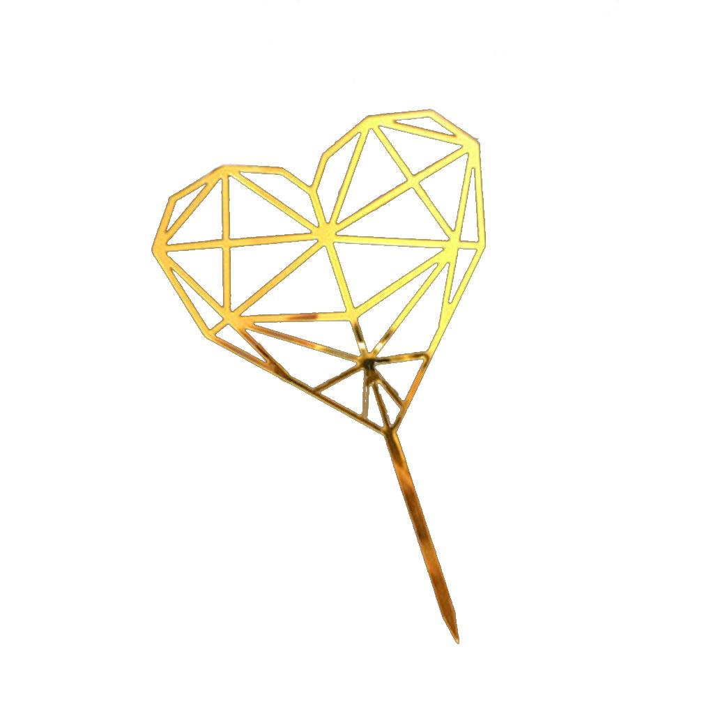 Gold Acrylic Heart Collection Cake Topper Dessert Decoration Birthday Party Cupcake