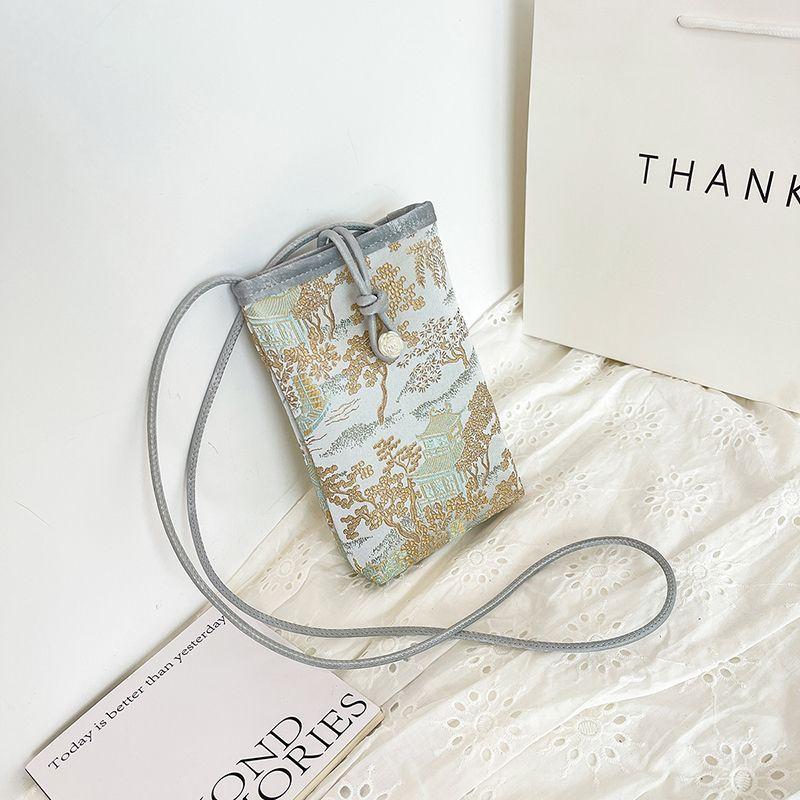 

New Chinese Style Mobile Phone Bag Mini Small Bag Female 2025 New Arrival Trendy Summer Casual Versatile Crossbody Coin Purse White buckle Blue