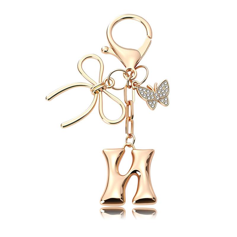 Chaveiro Fashion Borboleta Letra A-Z Feminino Menina Brilhante Fofo Mochila Chave de Carro Acessórios Cordão Pingente de Metal com Letra Presente