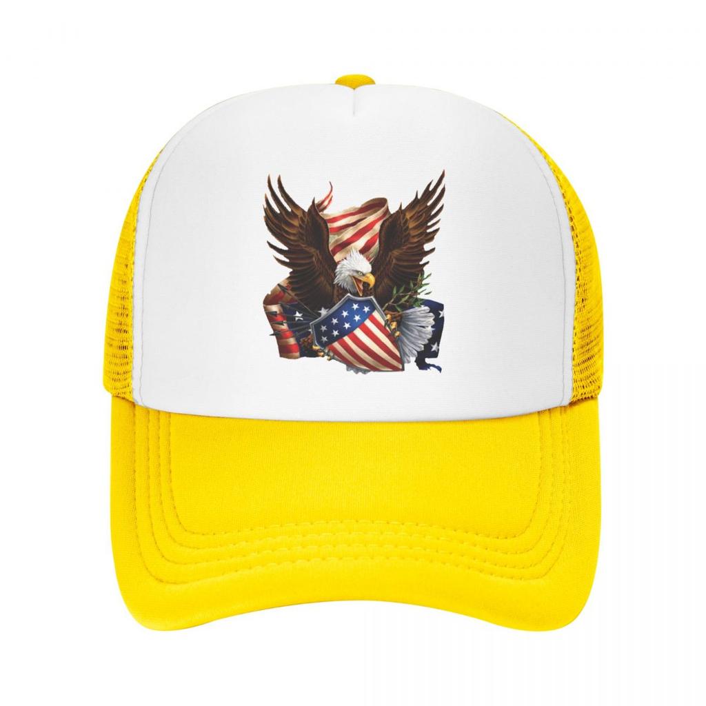 Klassische Unisex USA Adler Amerikanische Flagge Trucker-Kappe für Erwachsene, verstellbare Baseballkappe für Unisex Damen, Outdoor Snapback Kappen