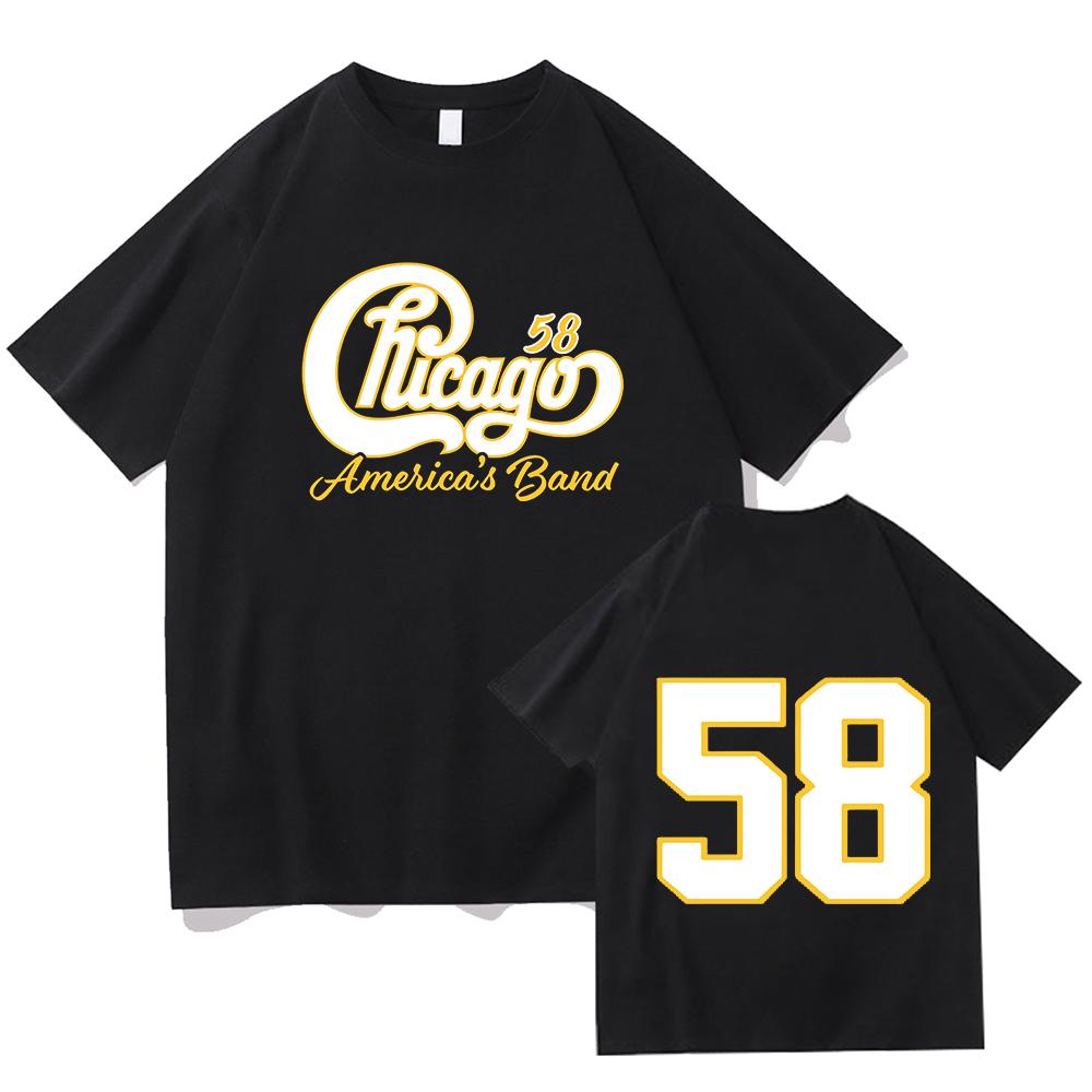 58 Chicago America's Band Printed Tshirt Streetwear Unisex Short Sleeve Cotton Female T-shirt Graphic Printing Tees Women Shirts