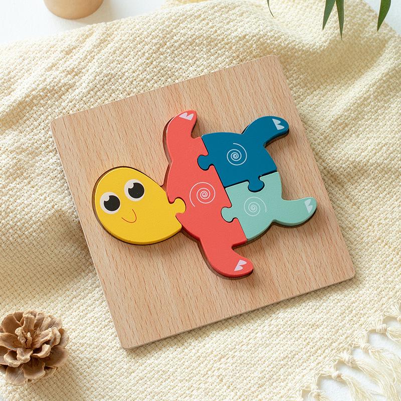 Wooden 3D Puzzle for Early Education: Infant & Toddler Intellectual Development, Hand-Eye Coordination Toy for 1-3 Year Old Boys & Girls