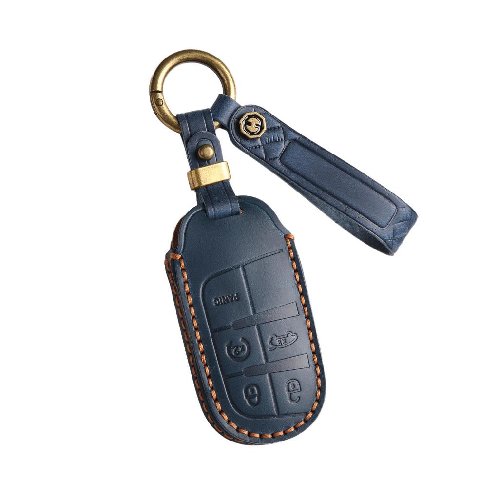 Genuine Leather Jeep Key Cover for Grand Commander & Grand Cherokee - Handmade Protective Shell with Buckle