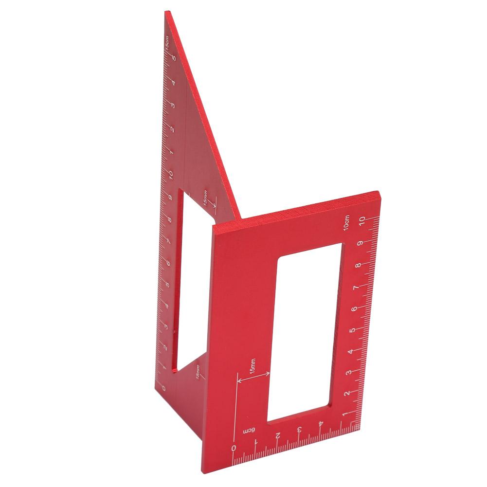 

4590 градусов многофункциональный алюминиевый сплав угловой линейка разметочный калибр деревообрабатывающий инструмент (красный)