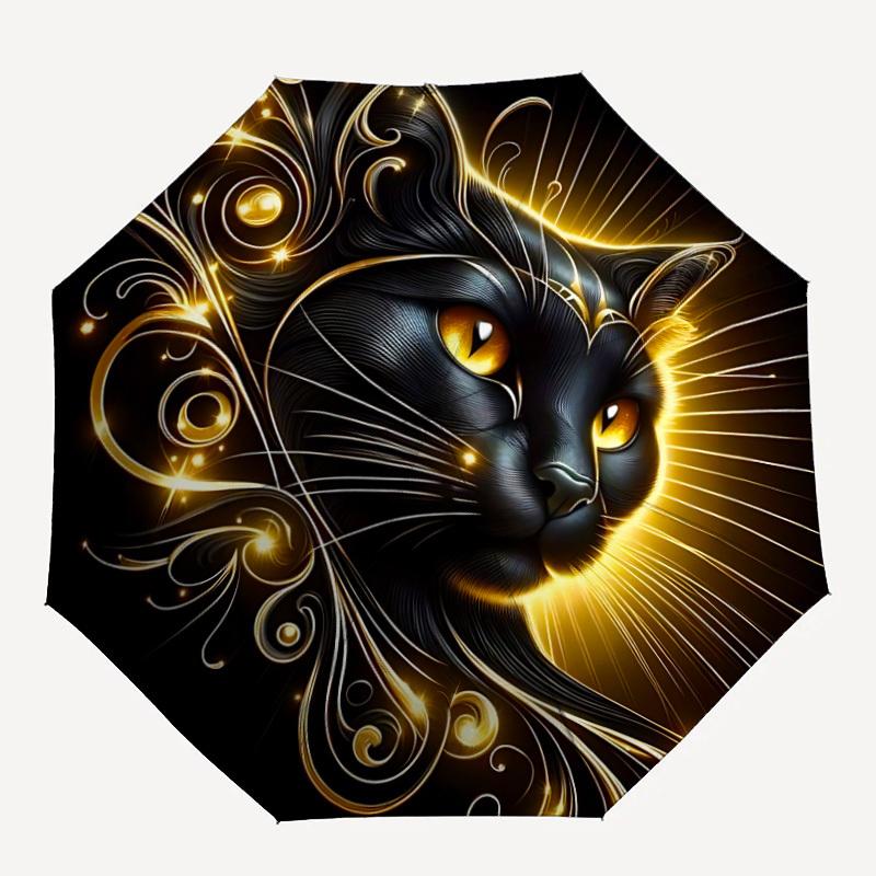 1pc Black Cat Artwork Folding Umbrella, Durable, Suitable for Outdoor Activities or Rain, Suitable for Commuting yy251027111