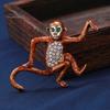 Cute Monkey Animal Shape Brooch Shining Rhinestones Inlaid Suit Lapel Pin Temperament Scarf Buckle Badge Dress Coat Accessories
