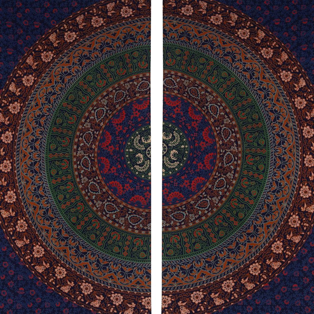 BLESS INTERNATIONAL Beautiful Indian Bohemian Psychedelic Hippie Tree of Life Window Curtain Panels for Bedroom, Living, Balcony (Six Colors)