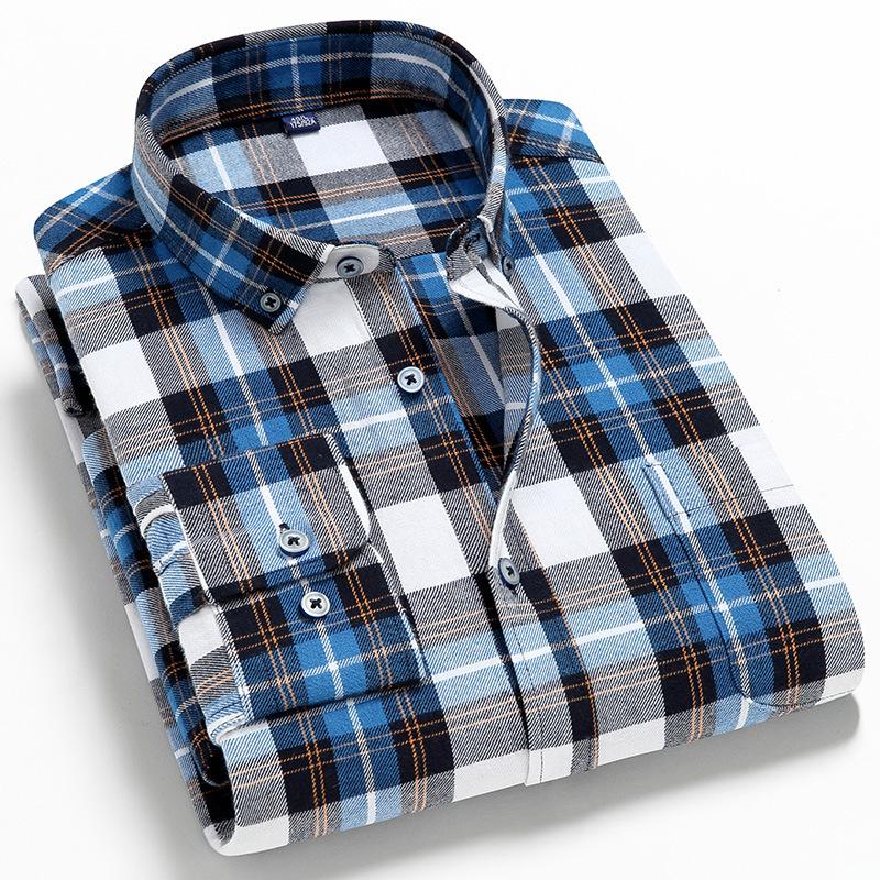 Men Printed Plaid Casual Long Sleeve Luxury Shirt High Quality Comfortable Soft Flannel Spring Autumn Fashion Brand Shirts