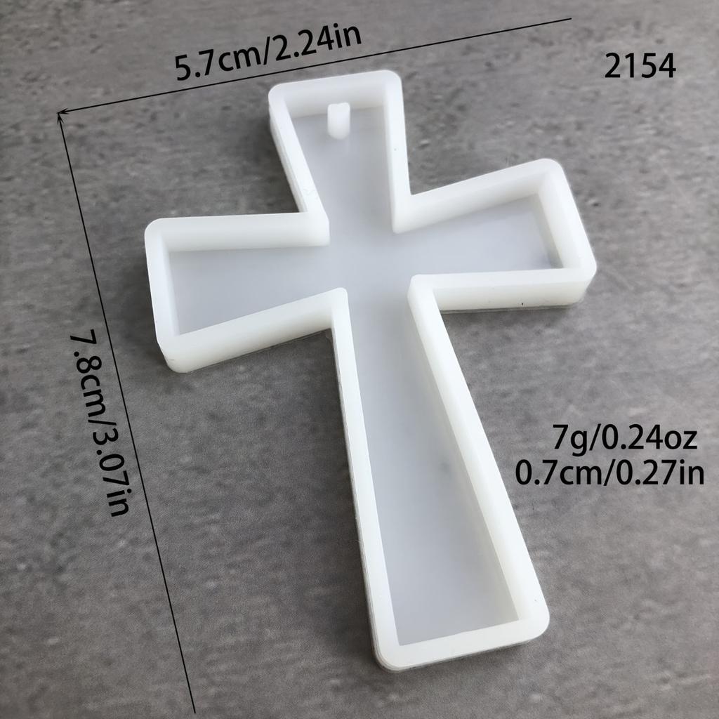 DIY Silicone Mold for Handmade Jewelry - Durable, Glittery Red & Iridescent Finish, Epoxy Resin Casting, Cross Keychain & Necklace Pendant