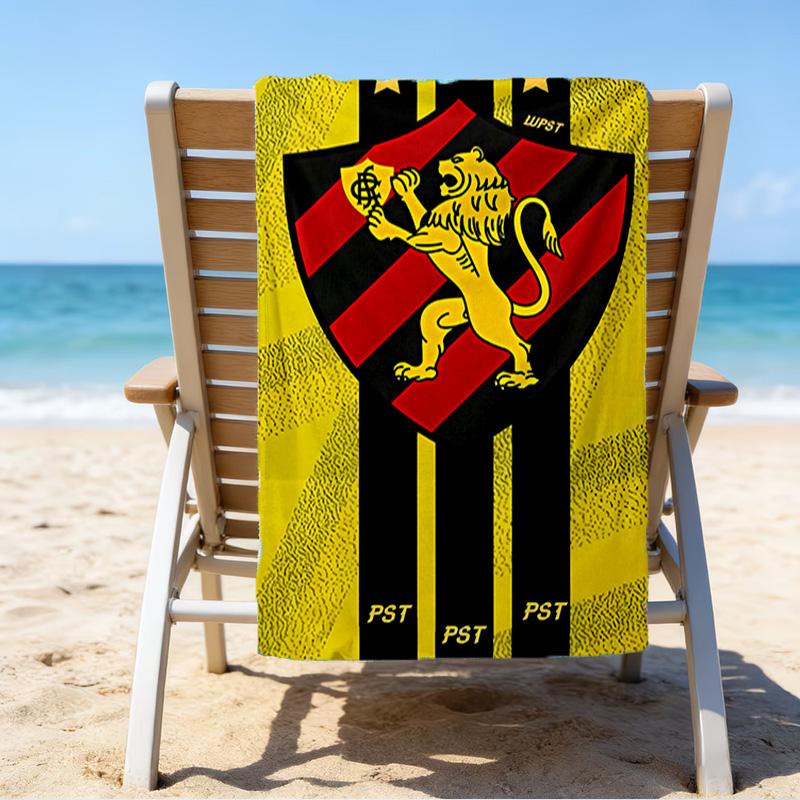 Sportverein Fußballwappen Aufdruck Strandtuch, Super Weiche Mikrofaser, Perfektes Geschenk Geburtstag, für Pool, Strand, Reisen, für Familie und Freunde