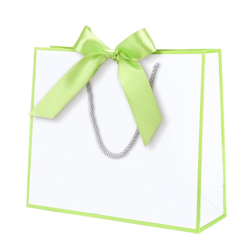 Bunte Band-Schleife Tragetasche - Quadratische Geschenktasche & Einkaufstasche mit individueller Logo-Option