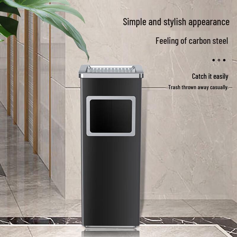 HUIHUADU Stainless Steel Square Trash Can and Ashtray Bin