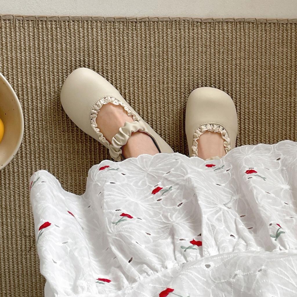 White French Retro Light Mouth Inner Height-increasing Single Shoes Women's 2025 New Summer Skirt Velcro Mary Jane Shoes