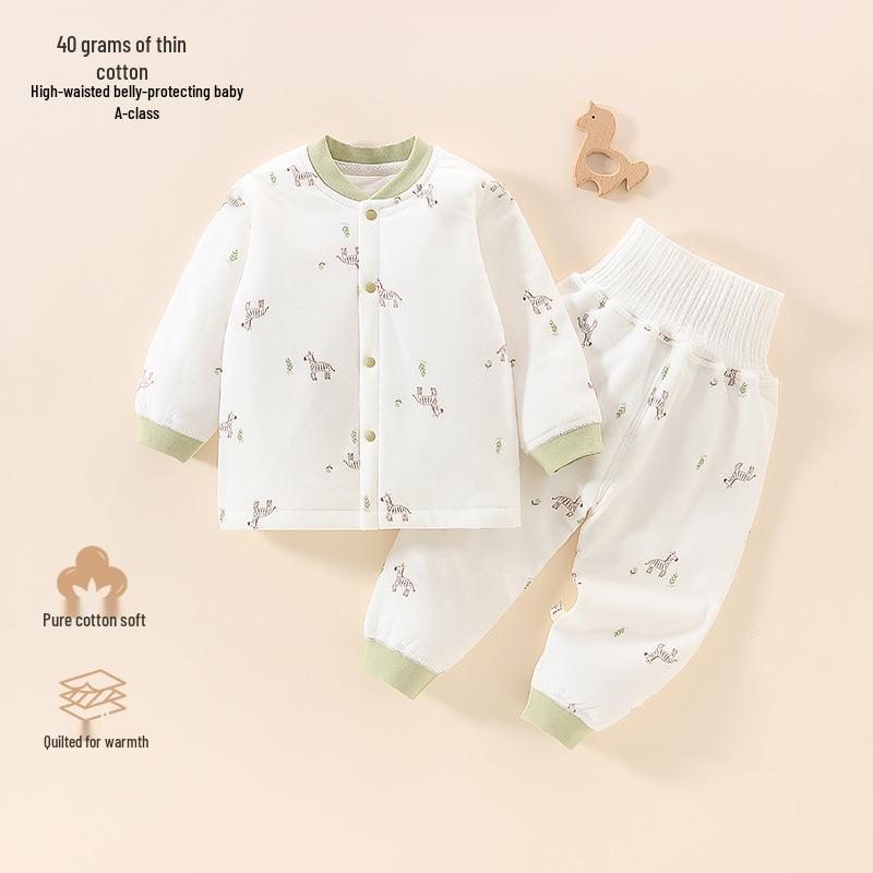 Autumn Baby Cotton Outfit Set: High-Waist Homewear for Boys & Girls