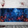 Halloween party garage banner - polyester material  bright colors  large outdoor festival decoration