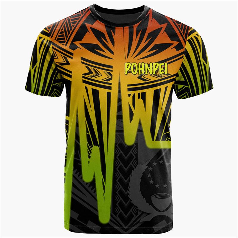 3D Pohnpei Polynesian Culture Tribal Island Retro Tattoo Printing T Shirt Children Fashion Cool Tee Shirts Harajuku Clothing Top