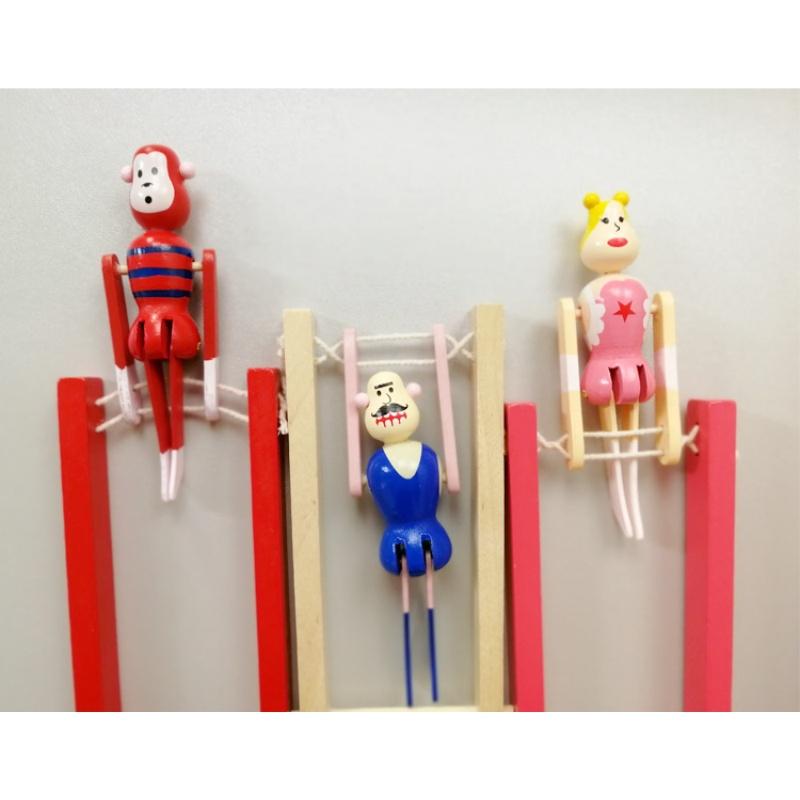 1Pcs Wooden Acrobatic Monkey On Bars Pull String Action Toy Creative Stress Relief Fidget Toys Fun Gifts For Kids Birthday