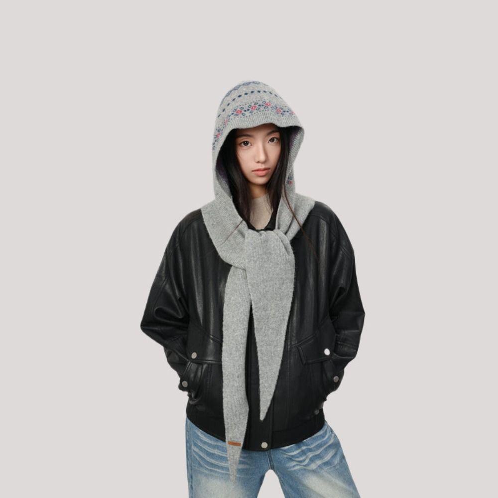 Pullover Hat Ear Protection Hat Scarf Cap Knitted Hat Fashion Hooded Hat  Streetwear