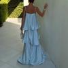  American Women's Fashion 2025  American Style Summer New Sweet Layered Ruffled Slip Dress