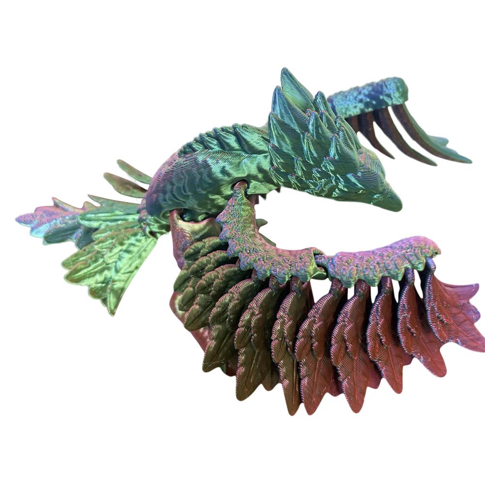 3D Printed Dragon with Wings 3D Articulated Winged Dragon Phoenix Model Sculpture for Home Office Decoration Desk Toys, 1Pack