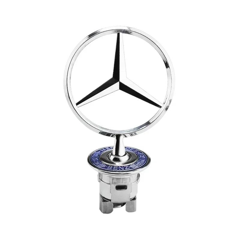 

2025 Hot For Benz Star bonnet - badge for car hood Front chrome logo hood marking for Mercedes Benz C/E/S-Class w163 w204 w211 w синій