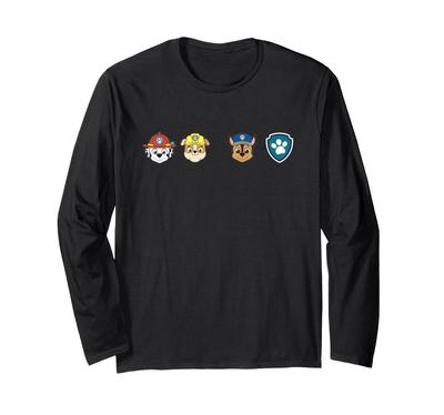 Paw Patrol Pup Faces with Badge Minimal Icon Art Long Sleeve T-Shirt