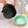 Round Silicone Fryer Liner Dual Handles Food Grade BPA Free Heat Resistant Dishwasher Safe Reusable Oven Baking Tray Basket Bowl Kitchen Supplies