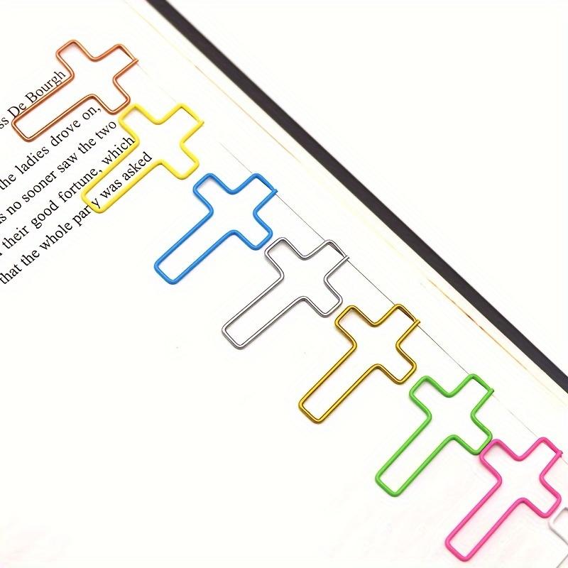 [20pcs Durable Metal Cross Clips] 20pcs Assorted Colors Metal Cross Paper Clips - Durable Steel Office Bookmarks & Document Organizers