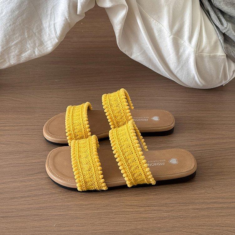 

Bohemian open-toed slippers women s 2025 summer new versatile non-slip soft-soled beach sandals 35