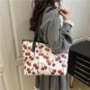 Cherry print tote bag versatile large capacity new commuter fashion high sense messenger shoulder bag handbag