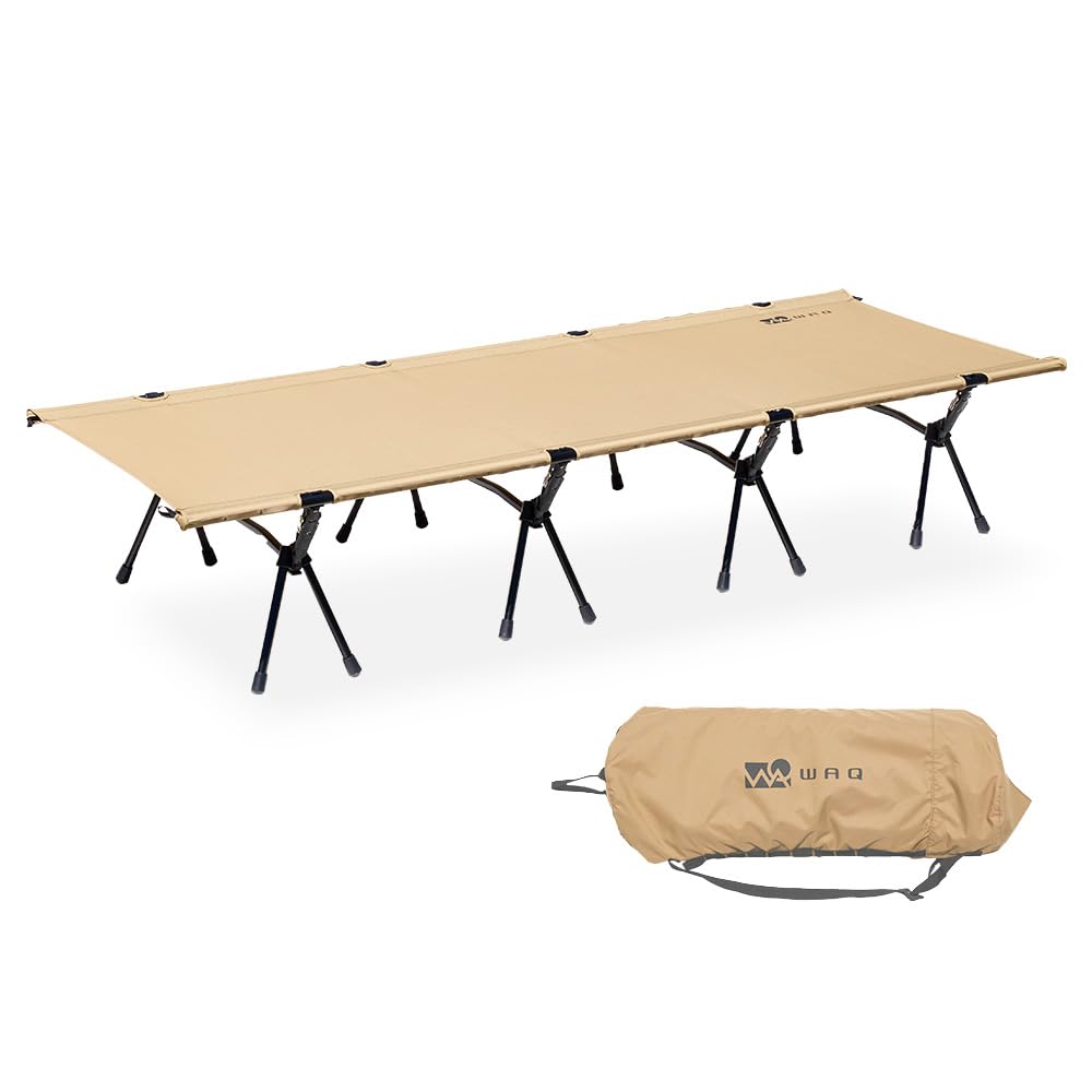 WAQ 2WAY WIDE FELTSENG 2WAY bred feltseng feltseng campingfeltseng bred høy-lav sammenleggbar bredde 80cm (TAN)