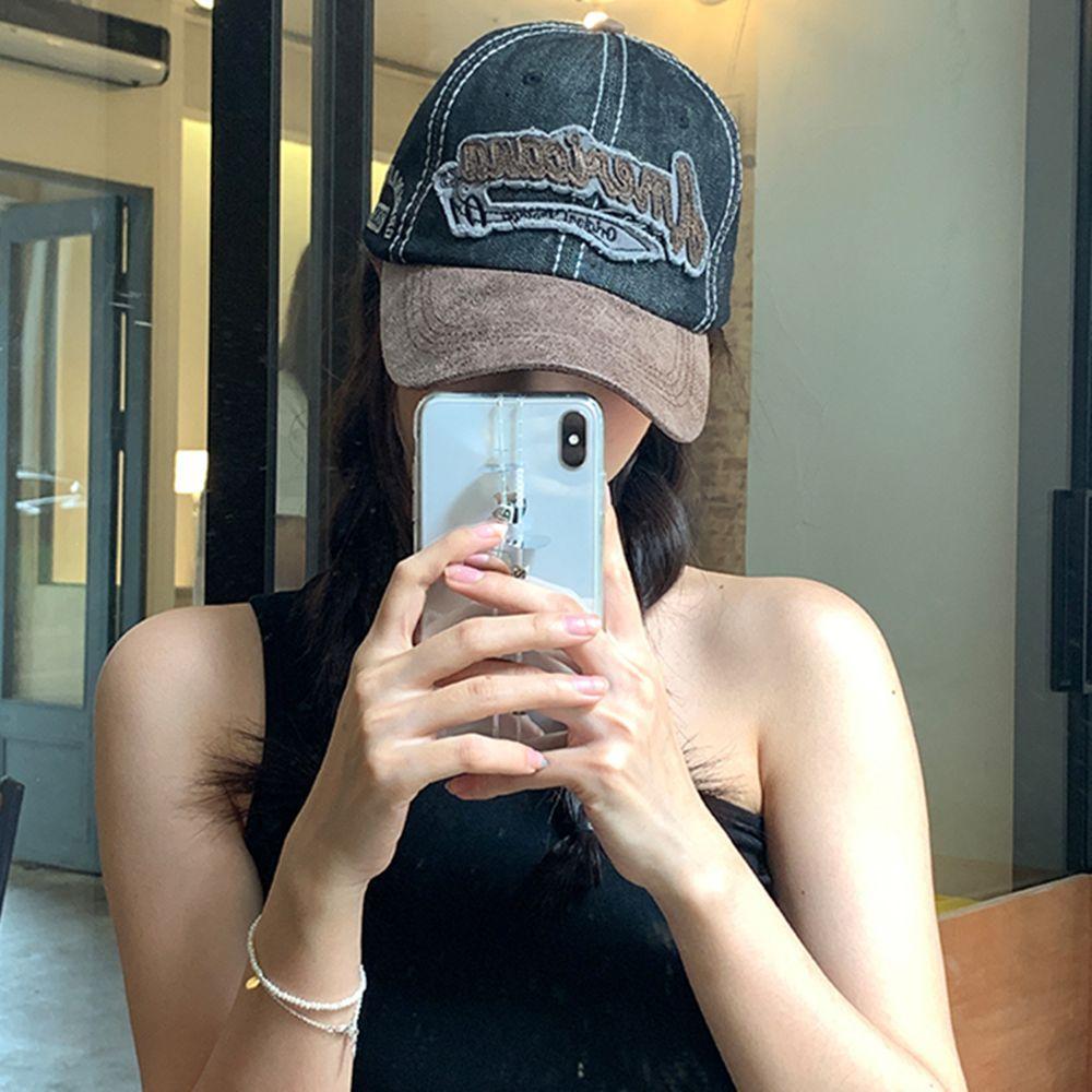 Stil American, Litere Retro, Șapcă Vintage cu Cozorac de Rață, Versatilă pentru Cupluri, Pălărie de Soare, Circumferință Mare a Capului, Față Mică, Șapcă de Baseball Cowboy, Femeie