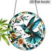 Acrylic Teal Hummingbird with Roses Suncatcher, Stained Glass Effect Window Hanging Ornament for Bird & Nature Lover Gifts