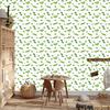 Crocodile wallpaper white, lime, light gray and green 50x1000