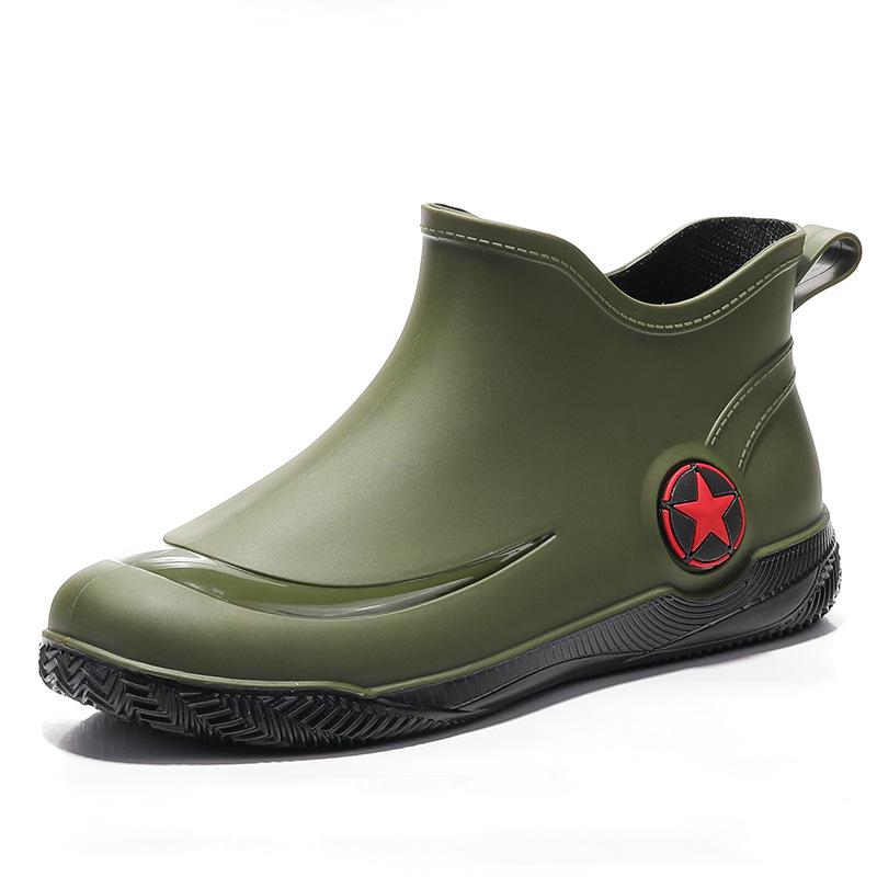 Men's Low-Cut Waterproof Non-Slip Rubber Ankle Rain Boots 