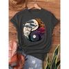 Damskie casualowe bawełniane koszulki z krótkim rękawem Yin Yang Drzewo Życia Damski T-shirt Grafika przyrody Casual Boho Duchowy Top