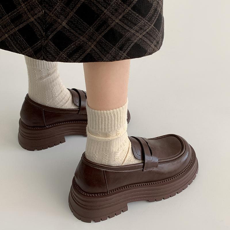 Fashion Commuter British Style Platform Small Leather Shoes Women's 2025 New Autumn and Winter Versatile Skirt One Pedal Loafers