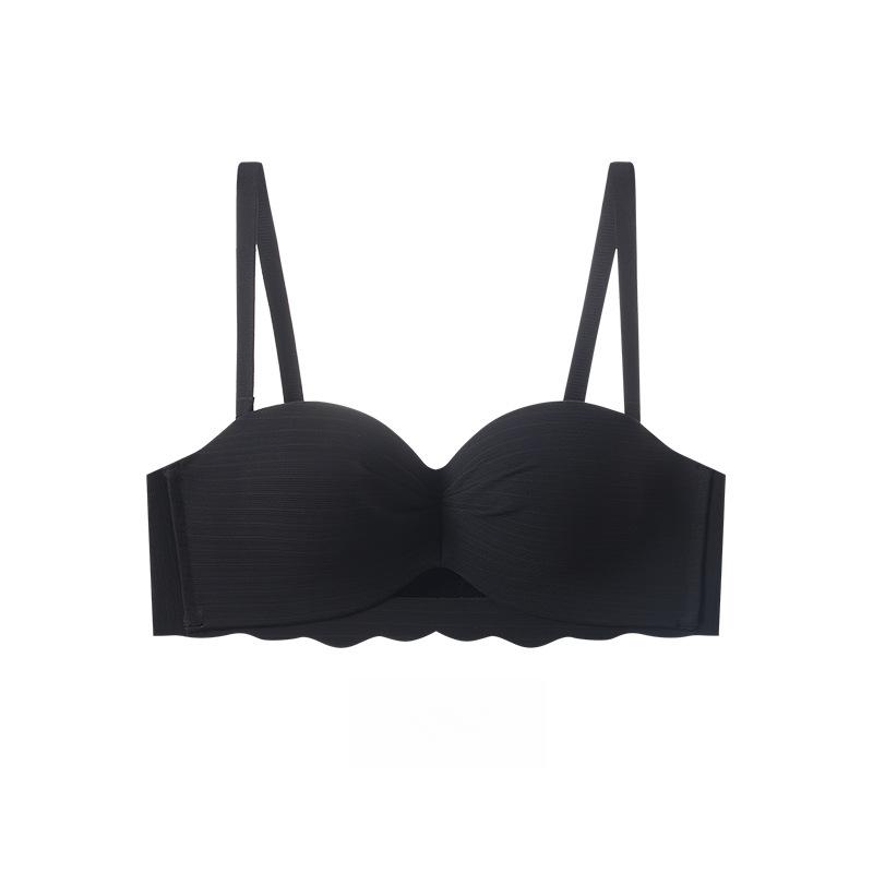

Half-cup Lingerie Women s Gathering Bra No Underwire Lifting Bra Invisible Bra Push Up Bra 32/70A чорний