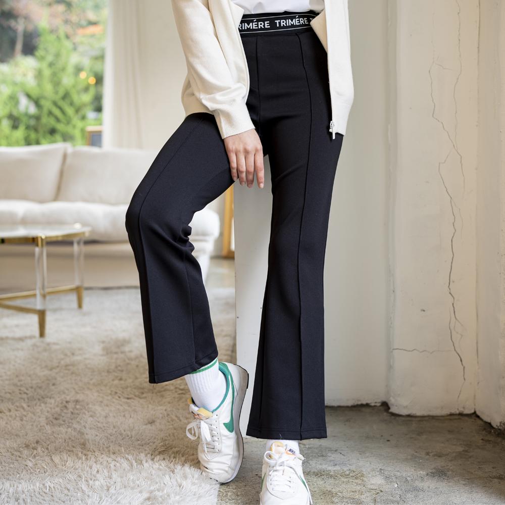 TRIMERE Elastic Stretch Spandex Flare Pants Woman Black