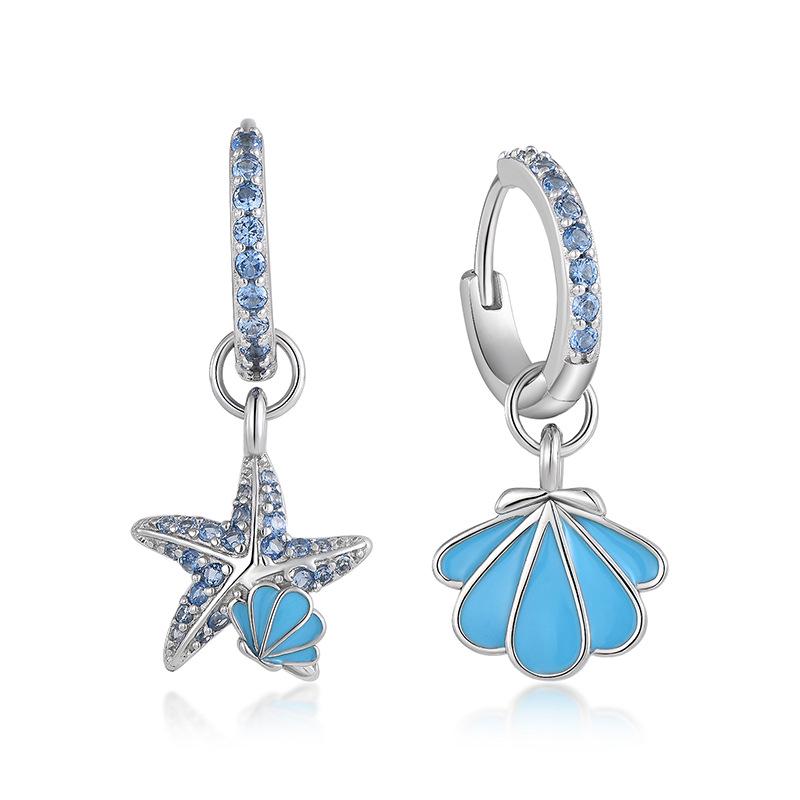 S925 Sterling Silver Ocean Series Shell  Starfish Earrings for Women - High-End Fashion Accessories 925 Silver