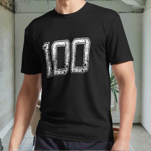 New 100 Number Basketball Active Logo Men's Black T shirt Funny Size S to 5XL