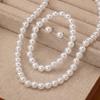 Faux Pearl Jewelry Set 3PCS Luxury Necklace Bracelet Earrings for Wedding Banquet Dinner Party